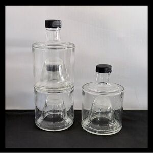 3~ Vintage MOD DEP Stackable Glass Jar Bottle Apothecary EUC Kitchen~ Bar~ Oils